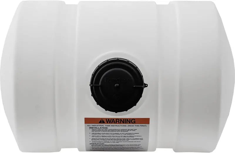 Horizontal Polyethylene Water Storage Tank  550-Gallon Reservoir with Support Legs, USA-Made, Corrosion-Resistant