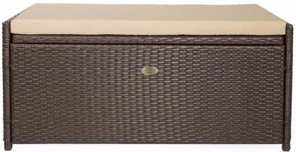 Barton Rattan-Style Outdoor Storage Bench: 60-Gallon Waterproof Deck Box with Cushioned Seat