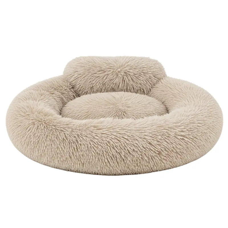 Donut-Style Dog Bed with Elevated Rim, Machine-Washable Cover, and Anti-Skid Bottom