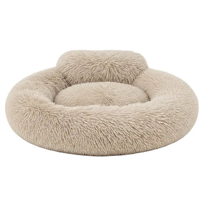 Donut-Style Dog Bed with Elevated Rim, Machine-Washable Cover, and Anti-Skid Bottom
