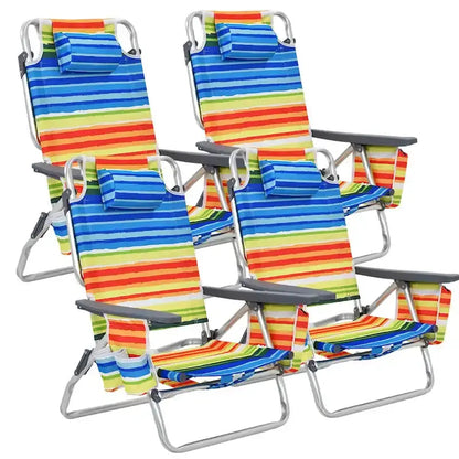 Costway 4-Pack Foldable Backpack Beach Chairs  5-Position Outdoor Seating