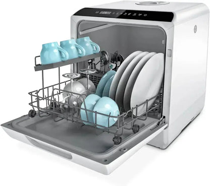 Hermitlux Portable Dishwasher with 7 Wash Cycles and Efficient Mini Footprint
