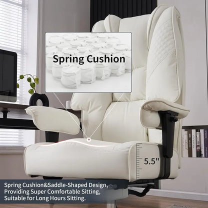 Ergonomic Executive Office Chair  High-Back Leather Seat, Lumbar Support & Footrest (400 lb Capacity)