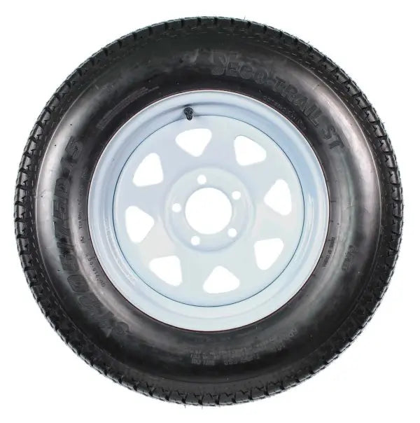 2-Pack ST205/75D15 Trailer Tires on White-Spoke Rims  LRC Rated, 5-Hole Mounting, 205/75-15 Size