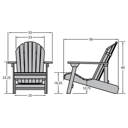 HIGHWOOD King-Size Adirondack Chair  All-Weather Folding and Reclining Outdoor Seating