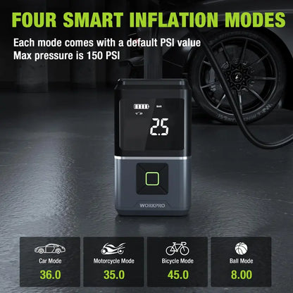 WORKPRO Portable 12V Tire Inflator with Digital Pressure Gauge & Auto-Shutoff