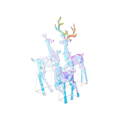 Holiday 3-Piece LED Prismatic Deer Family Set  Buck, Doe & Fawn for Indoor/Outdoor Decor