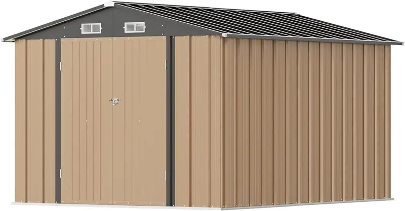 Greesum 6x4ft Lockable Patio Storage Shed  Galvanized Steel Garden Utility Shed