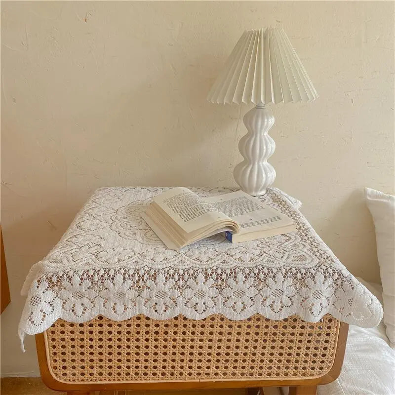 Minimalist Korean Sweet-Style Lace Table Cover for Round and Rectangular Tables