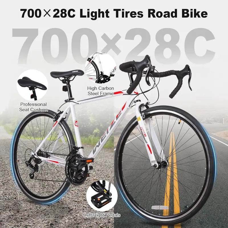 WEIZE 700C Road Bike  Shimano 14-Speed Commuter Bicycle with Drop Handlebars for Urban Riding