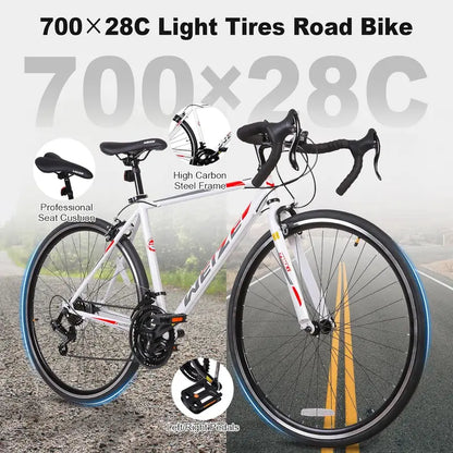 WEIZE 700C Road Bike  Shimano 14-Speed Commuter Bicycle with Drop Handlebars for Urban Riding