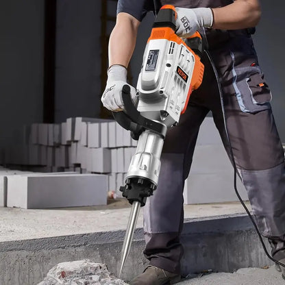 Heavy-Duty Electric Demolition Hammer  3500W Hydraulic Crusher with Rotatable Handle & Chisel Set