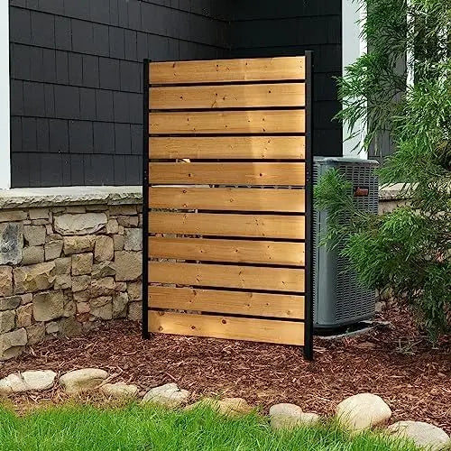 60.5in x 38.625in No-Dig Concord Cedar Privacy Screen  Hide Trash Cans & AC Units | EC18022