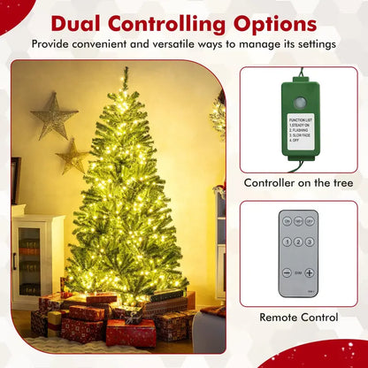 6-, 7-, or 8-Foot Remote-Controlled Pre-Lit Christmas Tree with Warm White LEDs