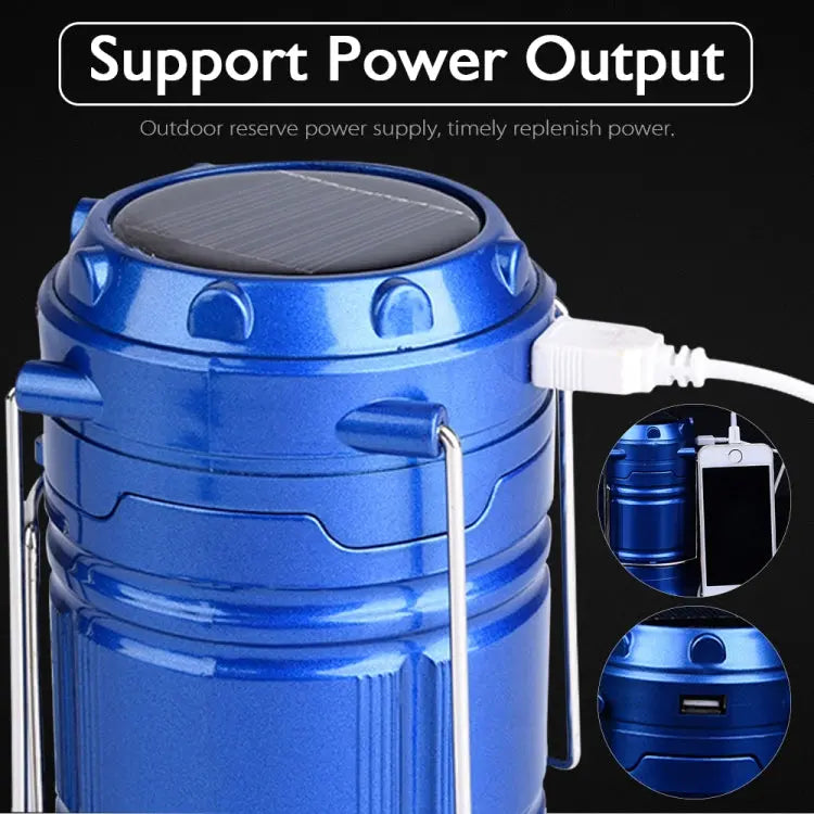 Expandable Solar LED Tent Light  Rechargeable Camping Lantern with USB Power Output