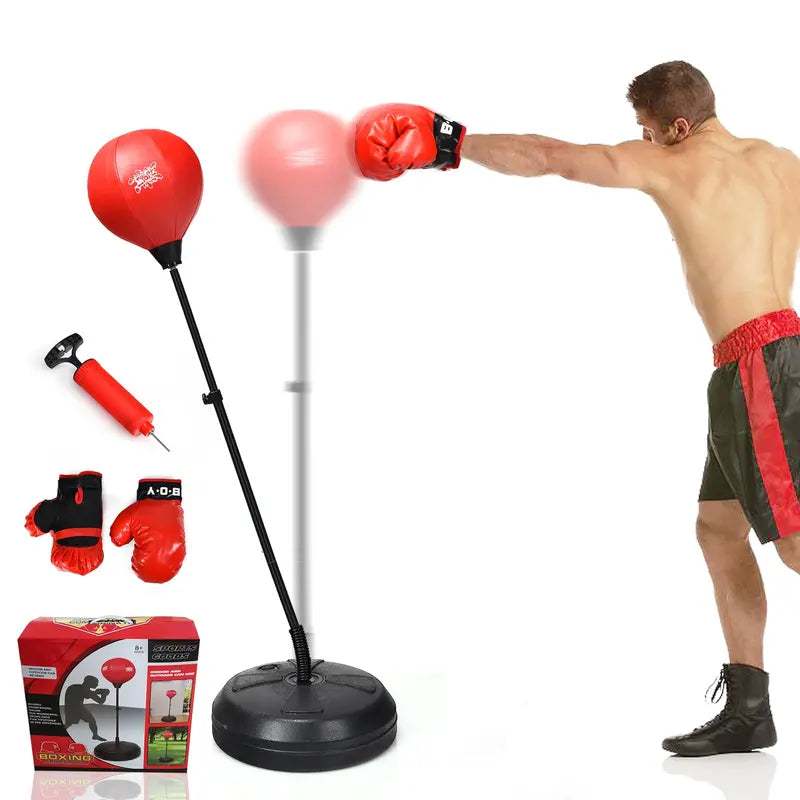 Kids’ Adjustable Punching Bag Set  Includes Reflex Ball and Safe Boxing Toy Components