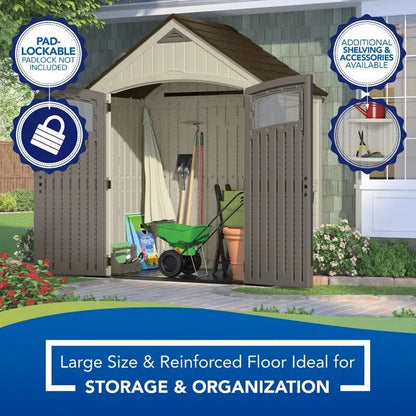 Cascade Compact 7-Foot Wide by 4-Foot Deep Resin Storage Shed  Low-Maintenance Garden Shelter