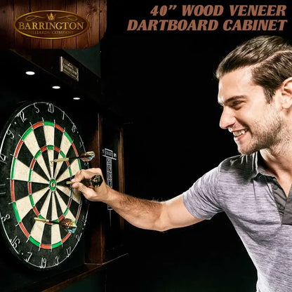 Barrington 40″ Dartboard Cabinet  LED Illumination, Self-Healing Target, Includes 6 Darts & Scoreboards