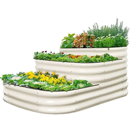Galvanized 3-Tier Raised Garden Bed Kit  Durable Metal Planter, 43 Inches