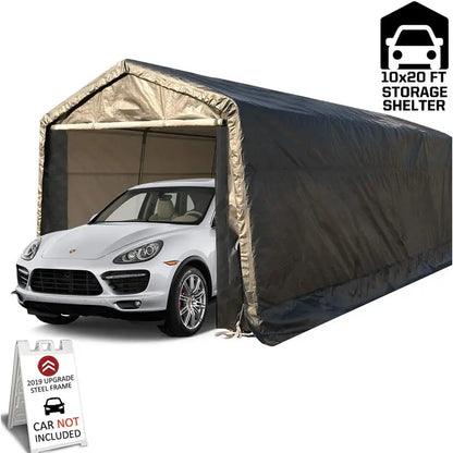 10 x 20 ft Heavy-Duty Portable Carport  Waterproof UV-Treated Instant Shelter with Sidewalls