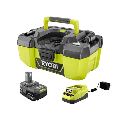 RYOBI ONE+ 18V 3-Gallon Cordless Wet/Dry Vacuum Kit  Includes 4.0 Ah Battery & Charger