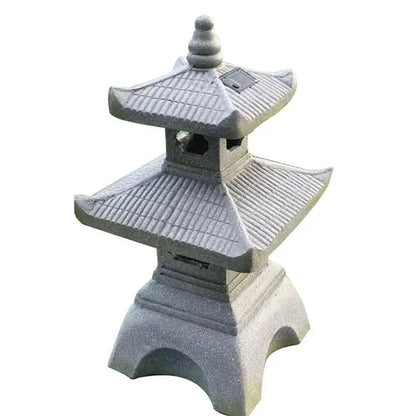 HomeRoots 473207 26 in. Dark Gray Pagoda Solar Light Lantern Outdoor Statue, Black