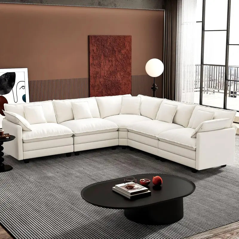ihanherry 146-Inch Modern U-Shaped Modular Cloud Sofa  Customizable Layout