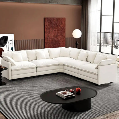 ihanherry 146-Inch Modern U-Shaped Modular Cloud Sofa  Customizable Layout