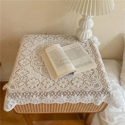 Minimalist Korean Sweet-Style Lace Table Cover for Round and Rectangular Tables