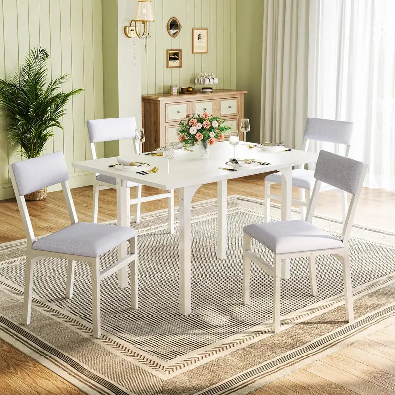 Rectangular Extendable Dining Table Set with Soft-Cushion Seating