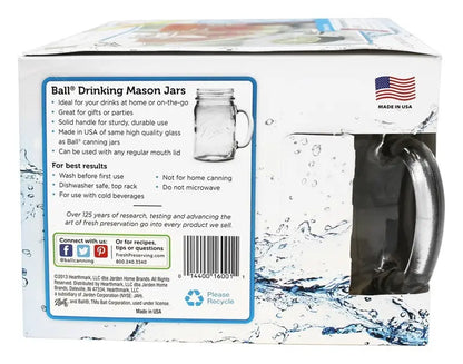 BALL Regular Mouth Mason Jar Drink Mugs, 16.oz, 4-count