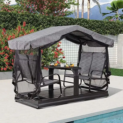 Retro-Style Metal Outdoor Glider Bench  Porch &amp; Patio Seating