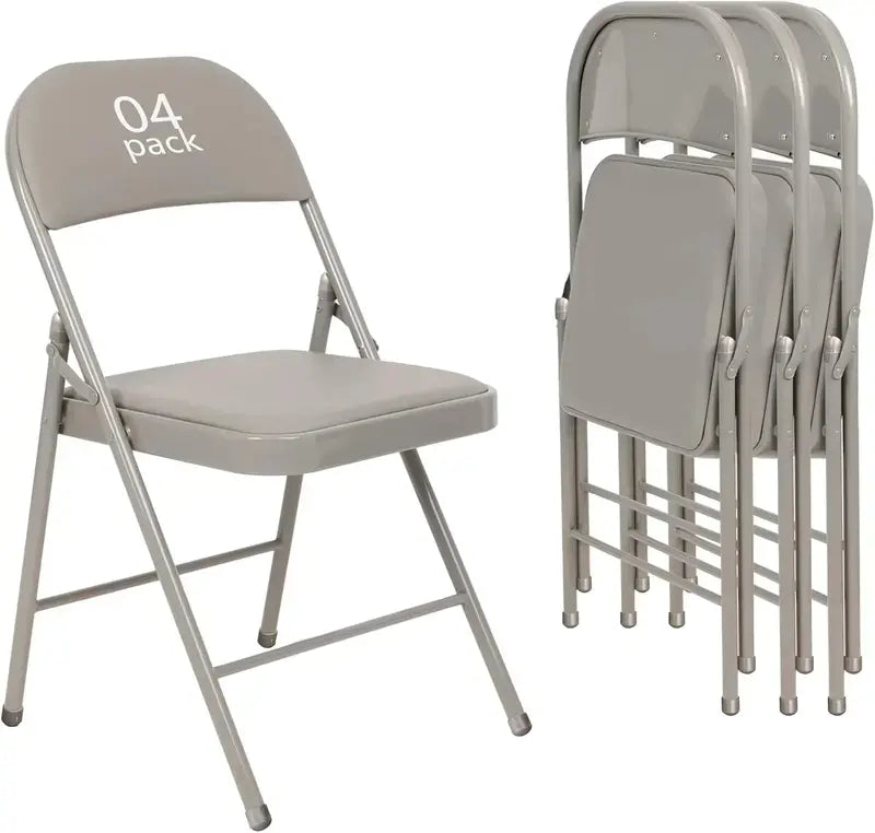 Set of Six Black Folding Chairs ¡ª Leather-Upholstered Event Seating for Weddings, Offices &amp; Gatherings