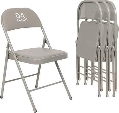 Set of Six Black Folding Chairs ¡ª Leather-Upholstered Event Seating for Weddings, Offices &amp; Gatherings