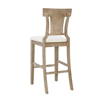 Linon Rylan 30-Inch Bar Stool  Rustic Brown Wood Frame with Beige Fabric Seat