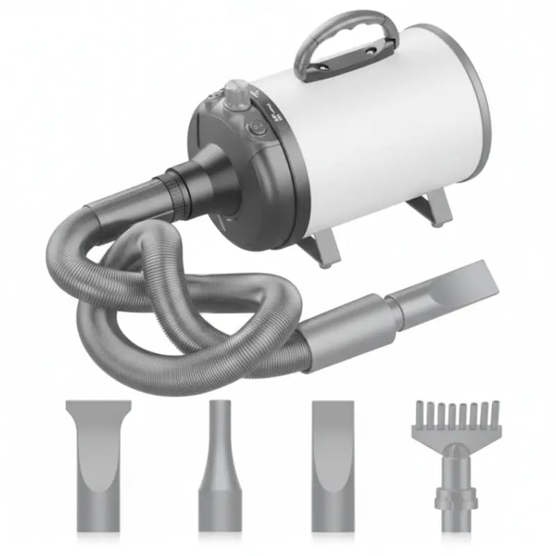 Adjustable Pet Blow Dryer with Four Interchangeable Nozzles and Variable Airflow