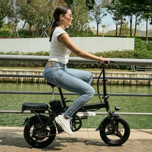 Folding Electric Bike for Adults  20MPH Commuting Ebike with Removable Battery & High Brushless Motor