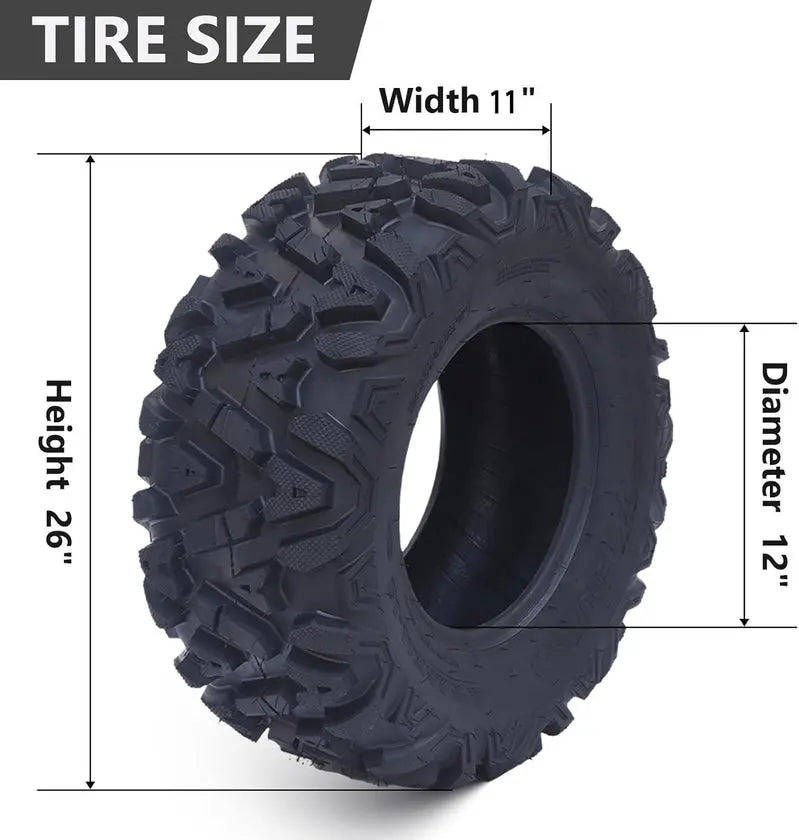 Set of 2 All-Terrain ATV Tires  26¡Á12-12, 6-Ply Rating, Black