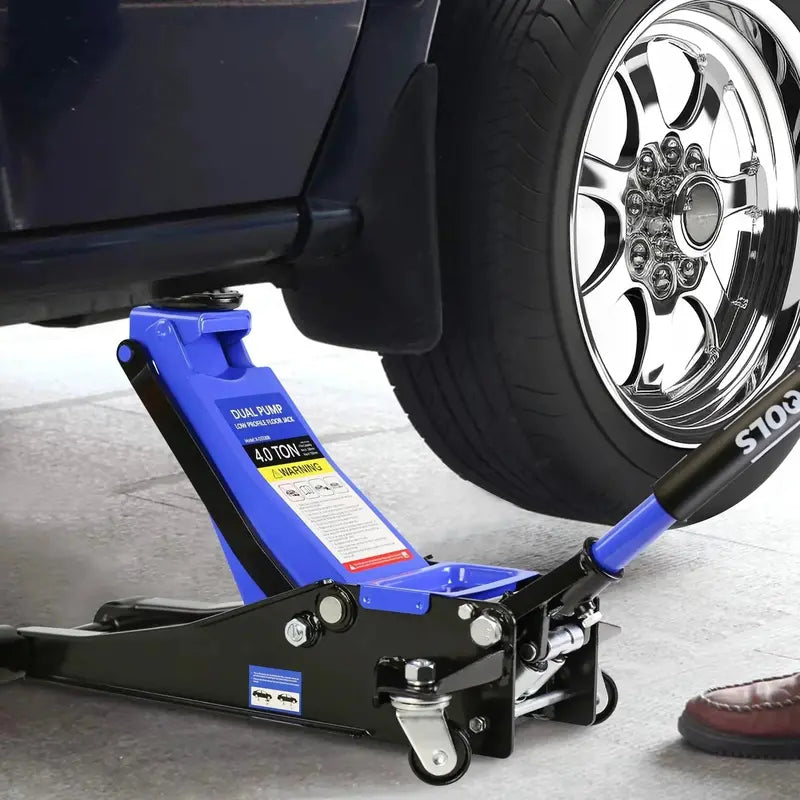 Low-Profile 4-Ton Hydraulic Floor Jack  Heavy-Duty Trolley Lift with Dual-Piston Pump, 4″21″ Range, 8000 lb Capacity