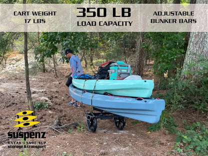 Suspenz All-Terrain 300 lb Kayak Cart, Airless Wheels, Steel Frame, Black