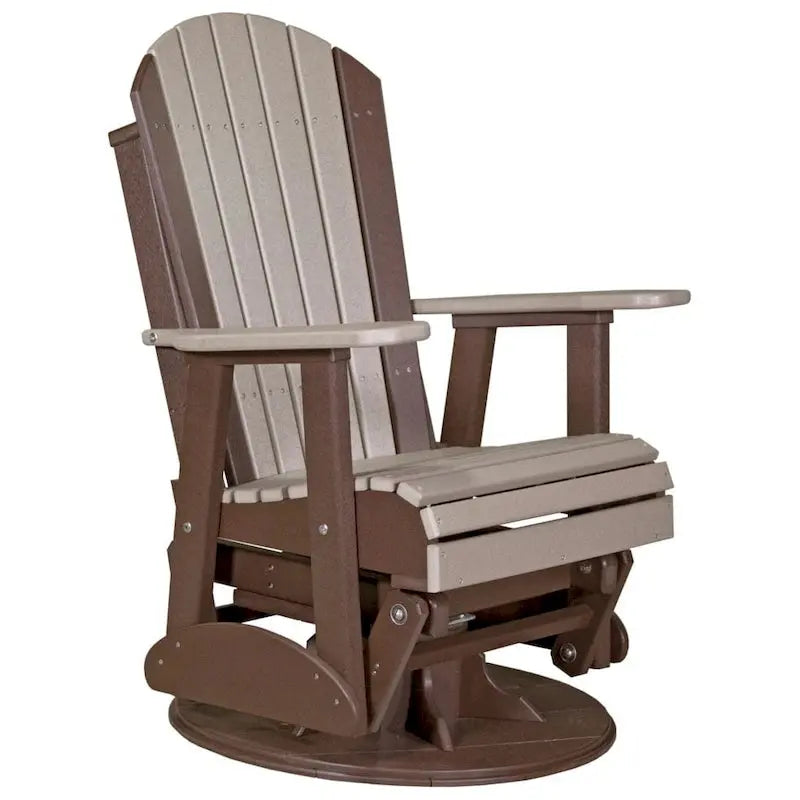 All-Weather Poly Lumber Adirondack Swivel Glider  Durable Outdoor Rocking Chair with Smooth Rotation