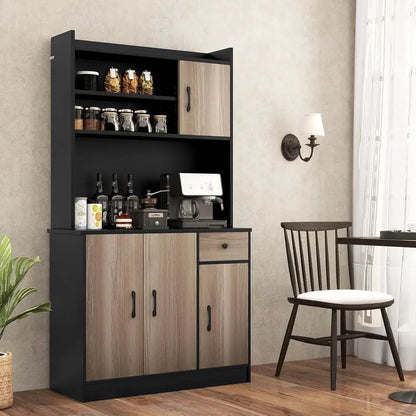 71-Inch Modern Pantry Hutch  Freestanding Tall Cabinet with Charging Station, Microwave Stand & Adjustable Shelving (White)