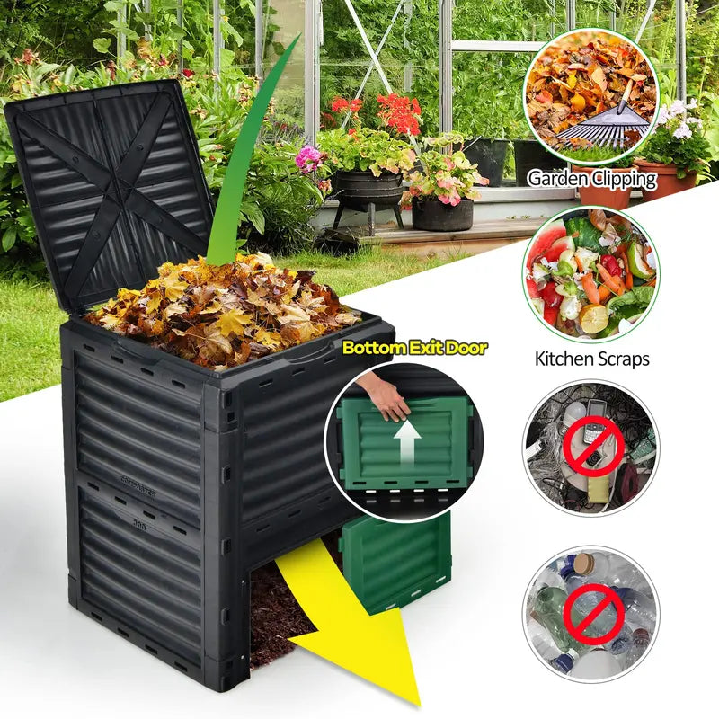 Large 80-Gallon Outdoor Compost Bin  300L Aeration-Friendly Design