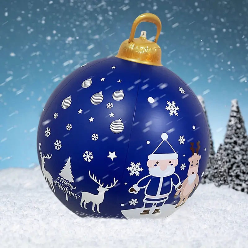 24″ Giant Durable PVC Christmas Inflatable Ball Ornament  Outdoor Yard Decoration