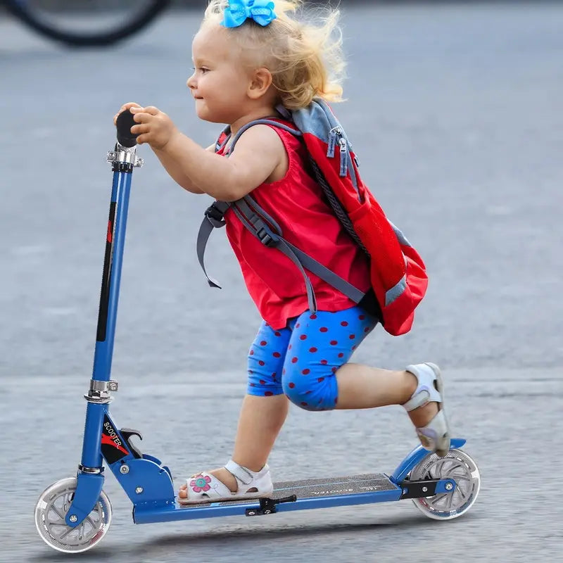 Kids’ Folding Kick Scooter  Aluminum Frame with Dual Flashing LED Wheels