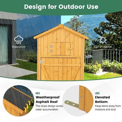 Lockable Wooden Outdoor Storage Shed  Garden Cabinet with Secure Doors
