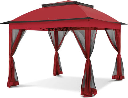 COOS BAY 11′ x 11′ Instant Gazebo: UPF 50+ Water-Resistant Canopy with Integrated Mesh Netting, Quick-Deploy Design, and 121 Sq Ft Coverage