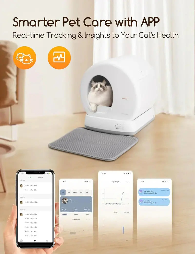 Self-Cleaning Automatic Cat Litter Box with Safety Sensors for Multi-Cat Households
