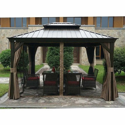 Dahlin Hardtop Aluminum Patio Gazebo — 12 ft W × 10 ft D Weather-Resistant Outdoor Shelter