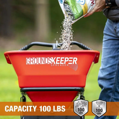 Heavy-Duty Walk-Behind Push Spreader  100 lb Capacity for Salt, Ice Melt & Snow Treatment